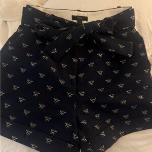 J Crew Navy Bee Print Shorts with Bow